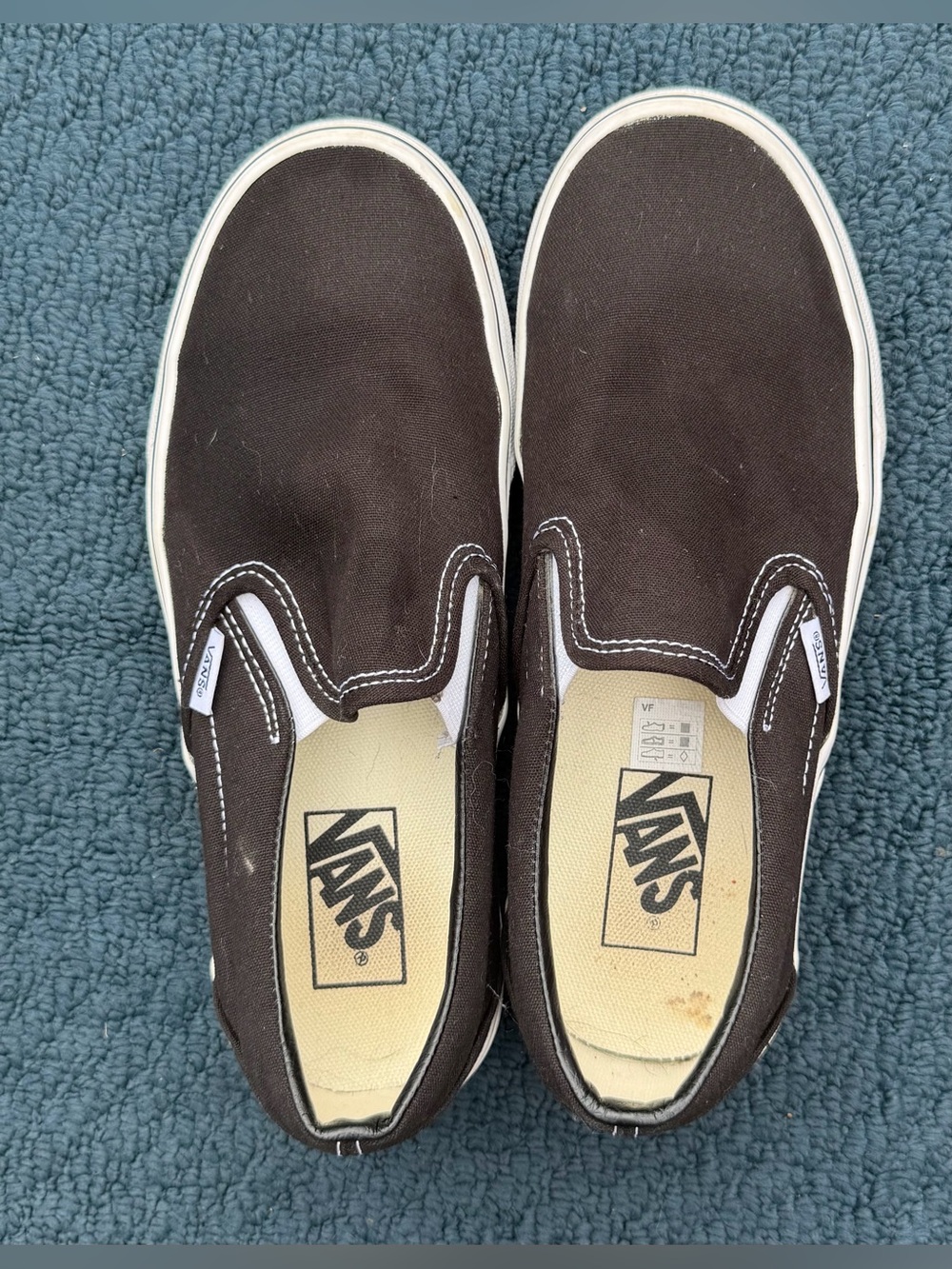 Vans Slip-On Loafers in Black Canvas with White Trim - Picture 2 of 5